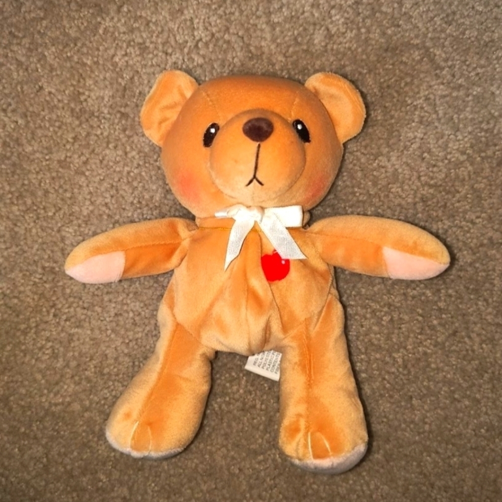 Plush Teddy Bear Toy - Orange vintage 1990s 1999 cherished moments cherish teddi